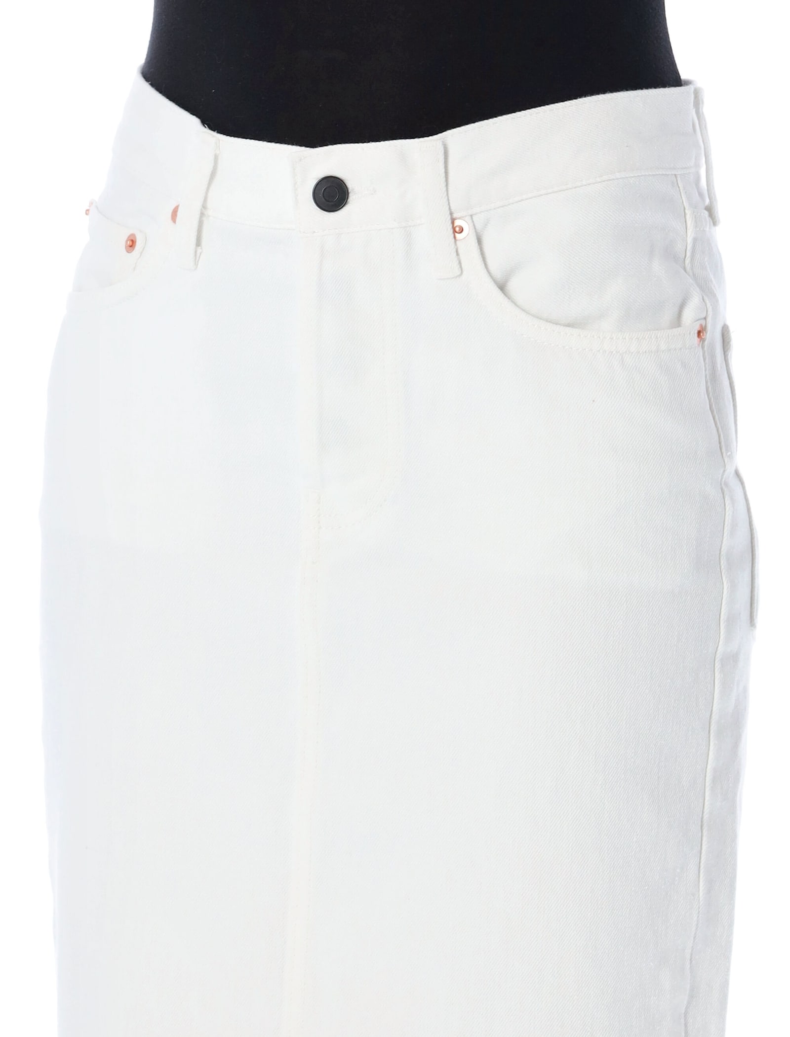 Shop Wardrobe.nyc Denim Column Skirt In White