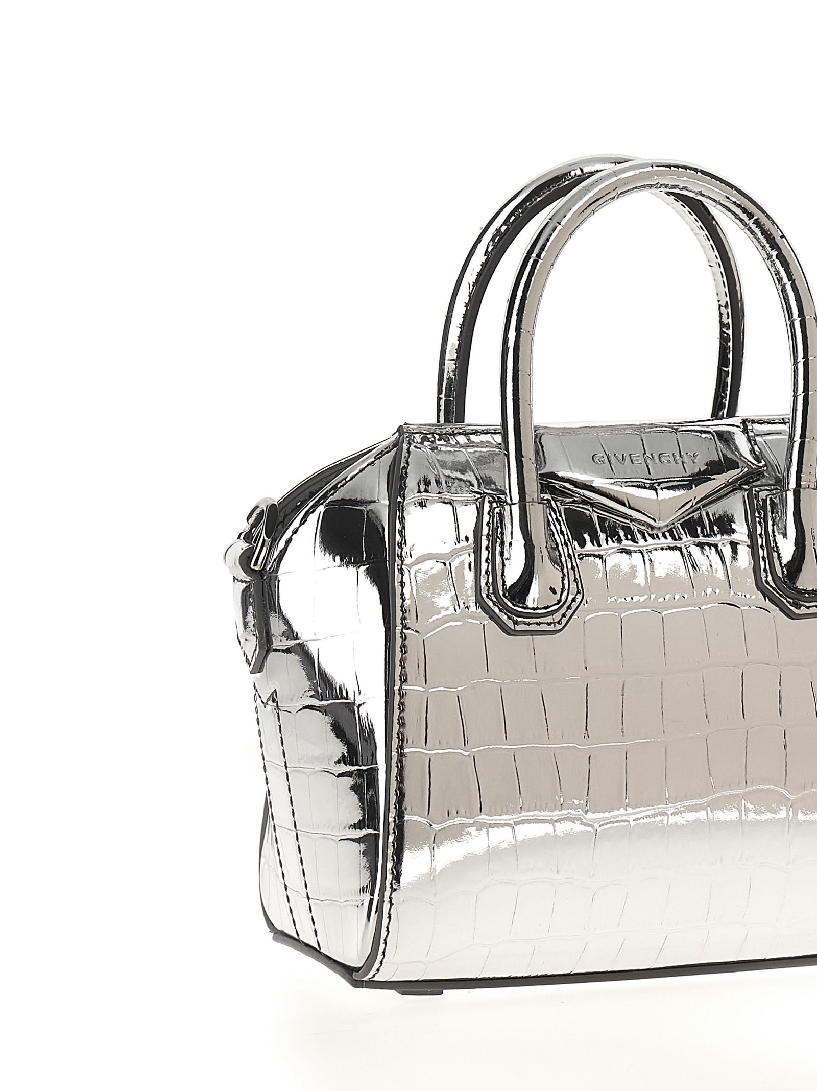 Shop Givenchy Antigona Toy Handbag In Silver