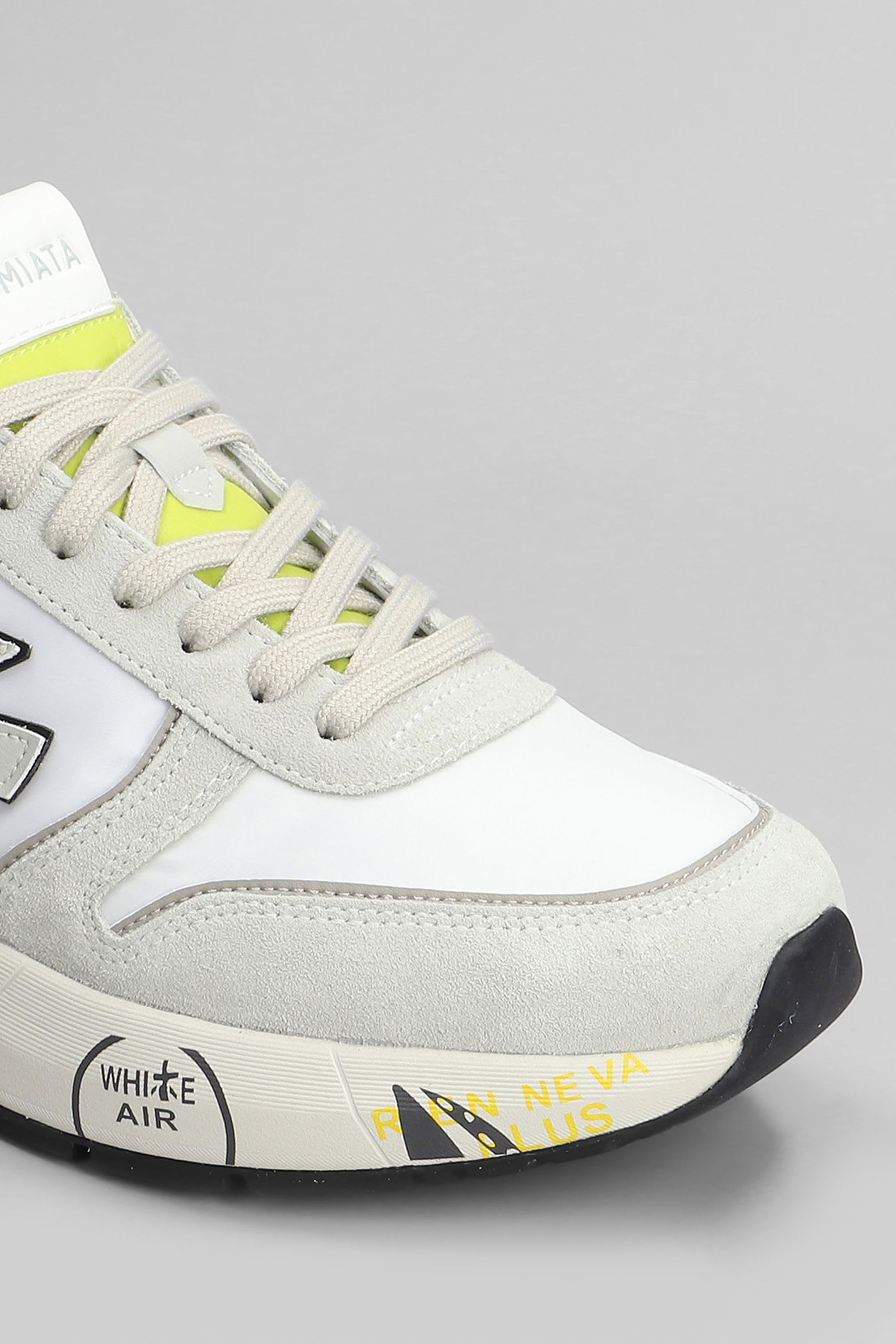 Premiata Mick Sneakers In White Suede And Fabric In White