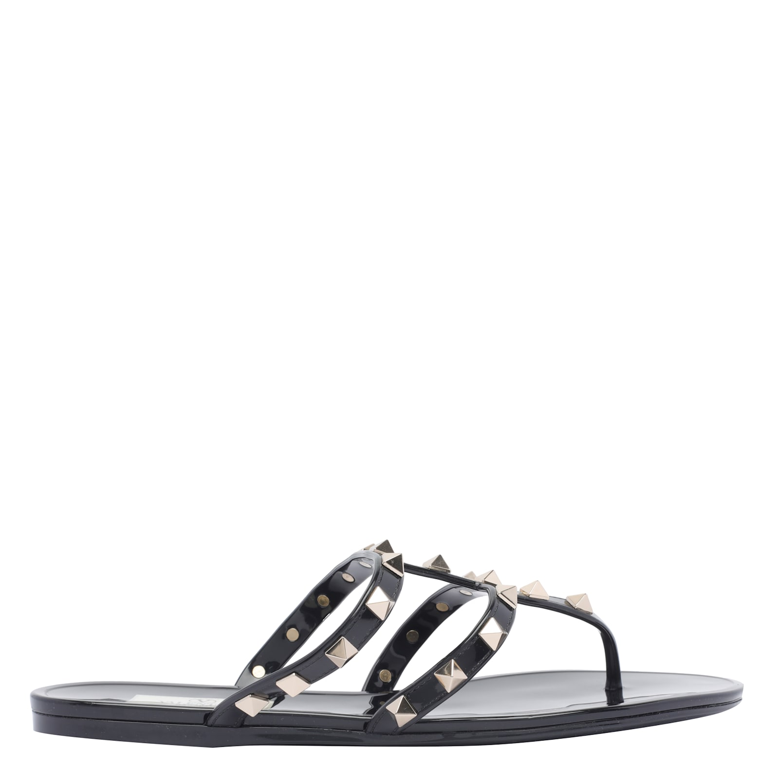 Valentino Rockstud T-strap Flat Slide Sandals