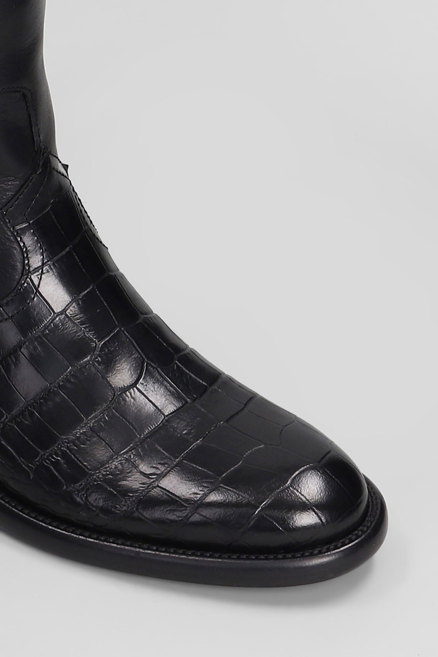 Paris Texas Montana Buckle Boot Low Heels Boots In Black Leather In Black