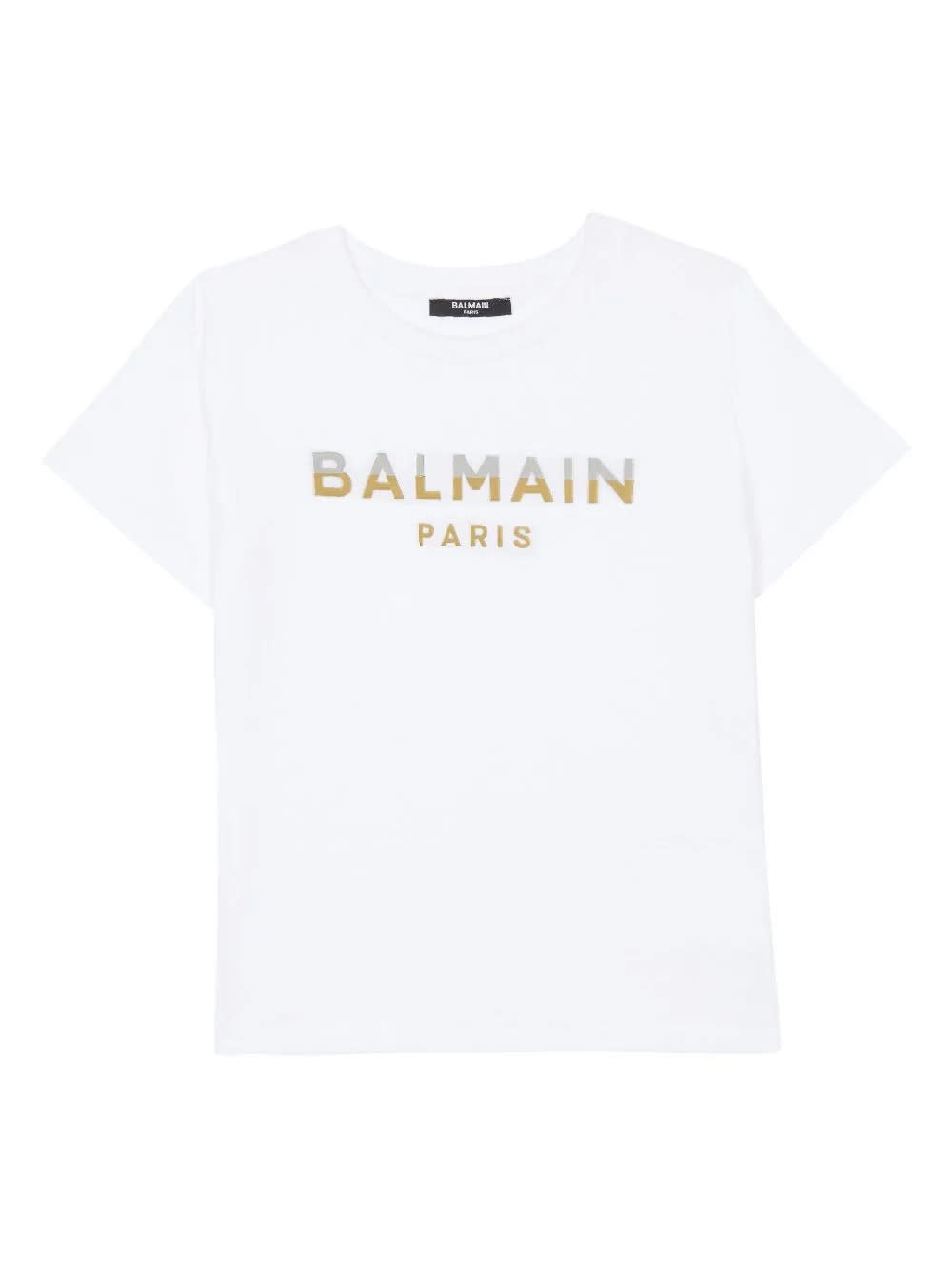 Balmain Kids' T-shirt With Logo Plaque In White