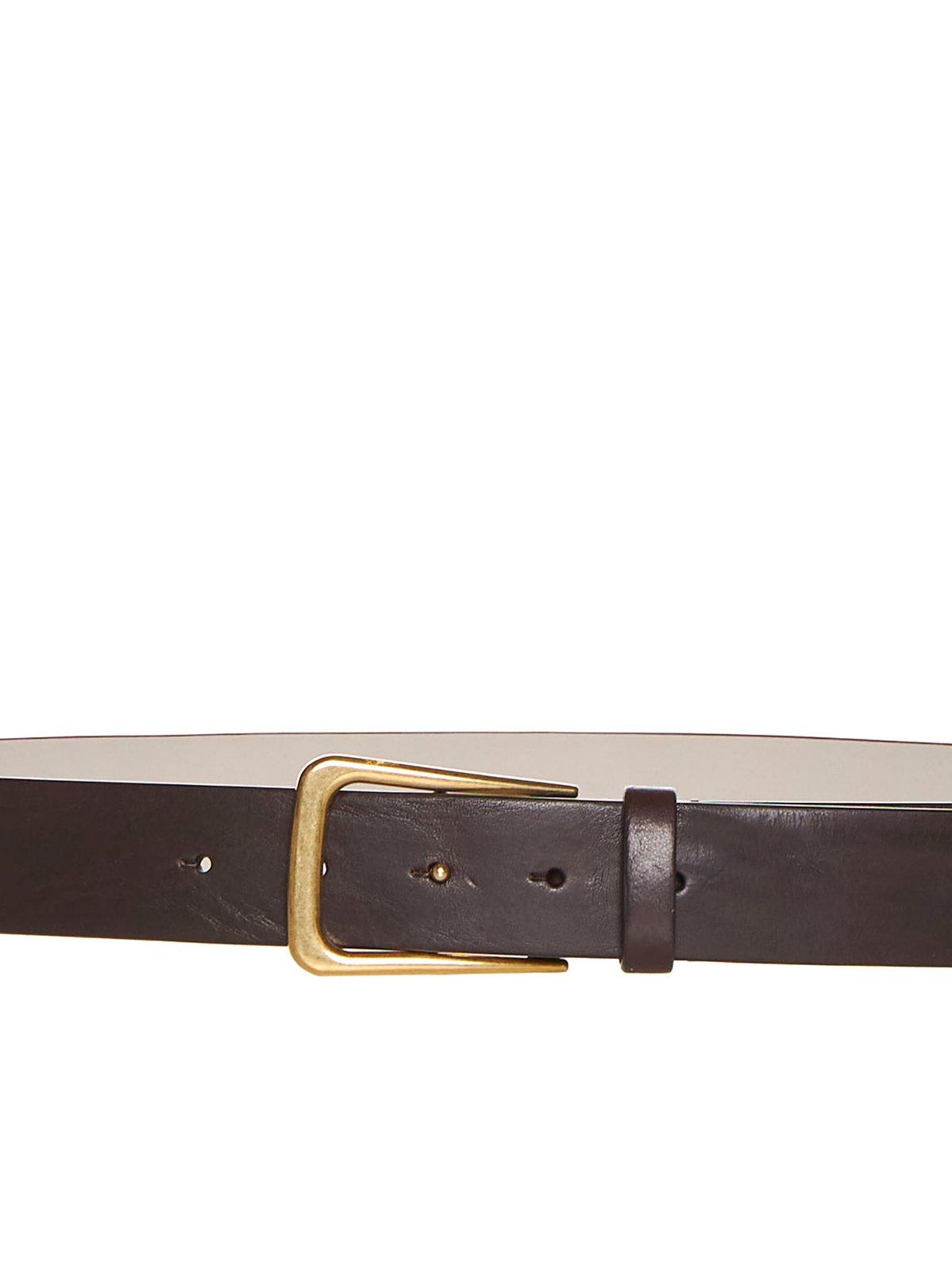 Shop Brunello Cucinelli Buckle-fastened Pointed-tip Belt In Brown