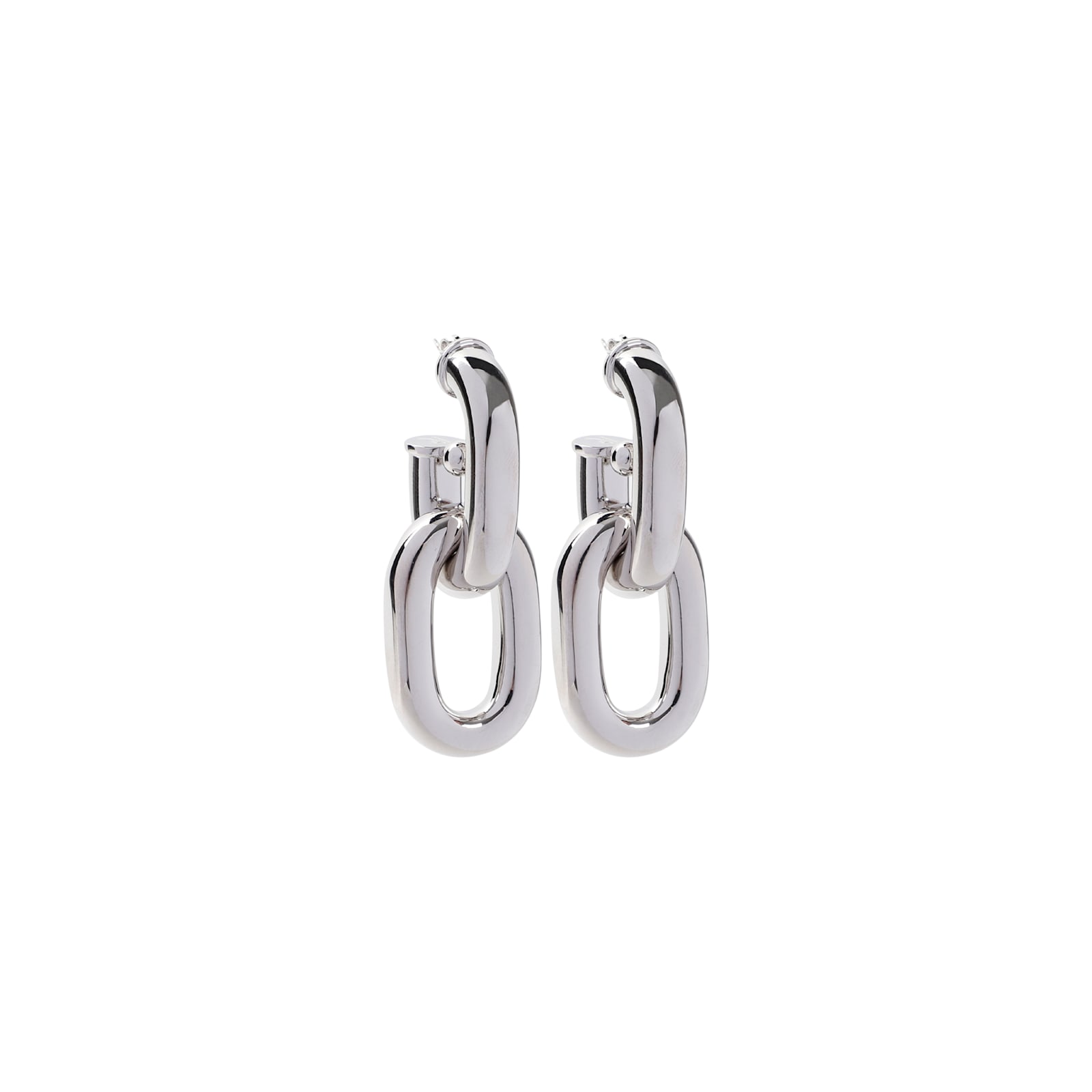 Shop Rabanne Xl Link Double Earrings In Silver