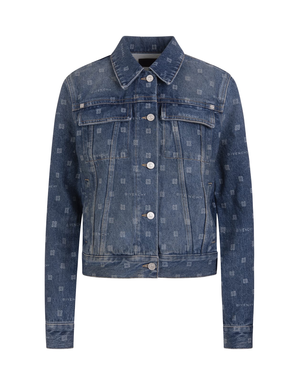 Woman Slim Fit Jacket In Blue Givenchy 4g Denim