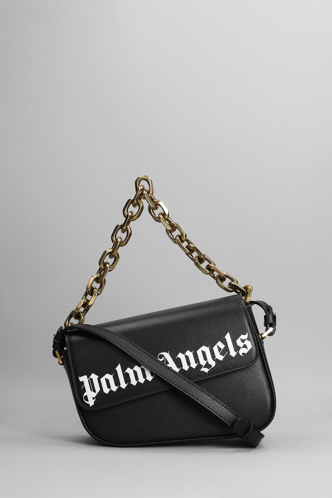 Palm Angels Shoulder Bag In Black Leather