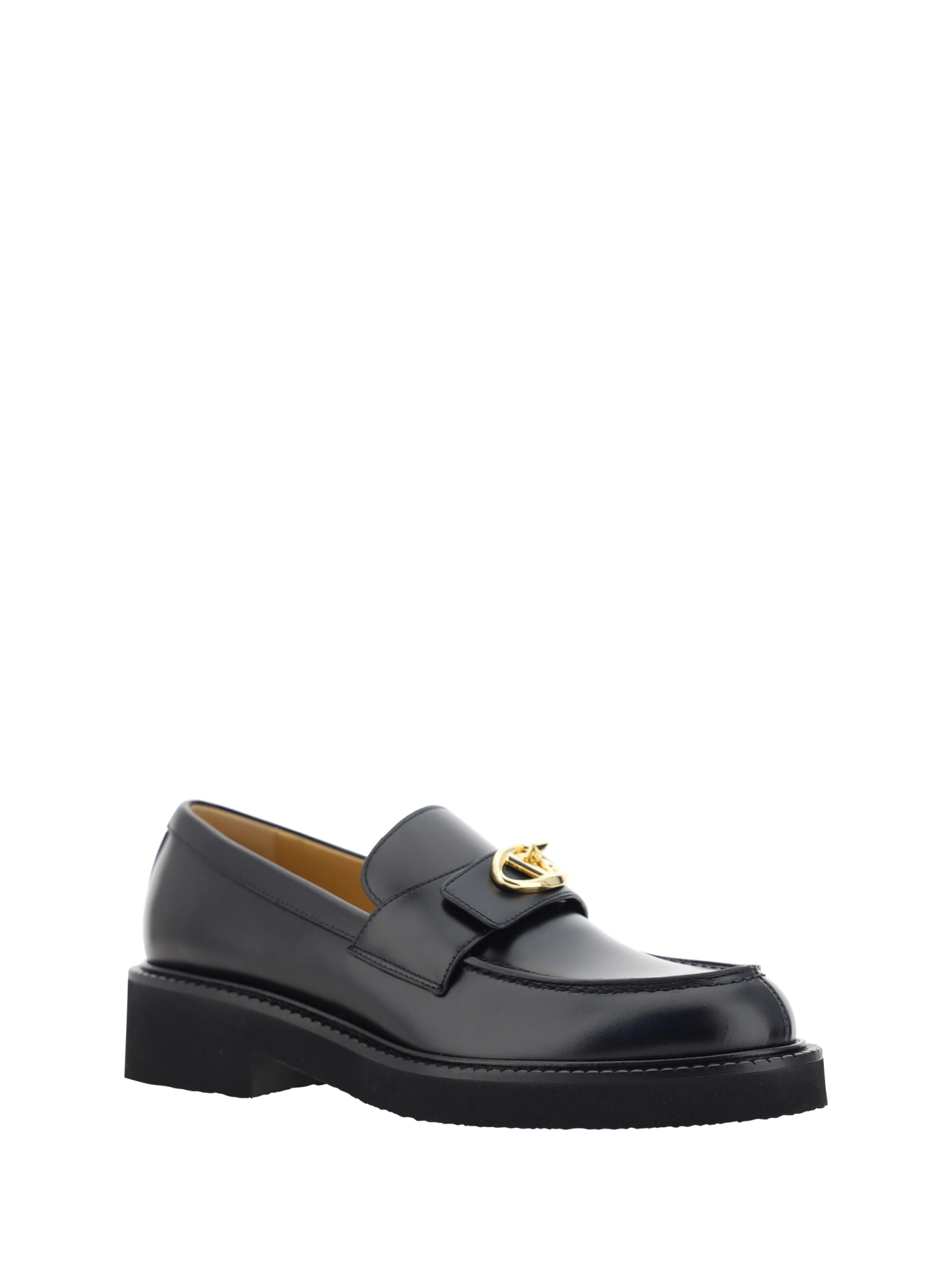 Shop Valentino Vlogo Loafers In Nero