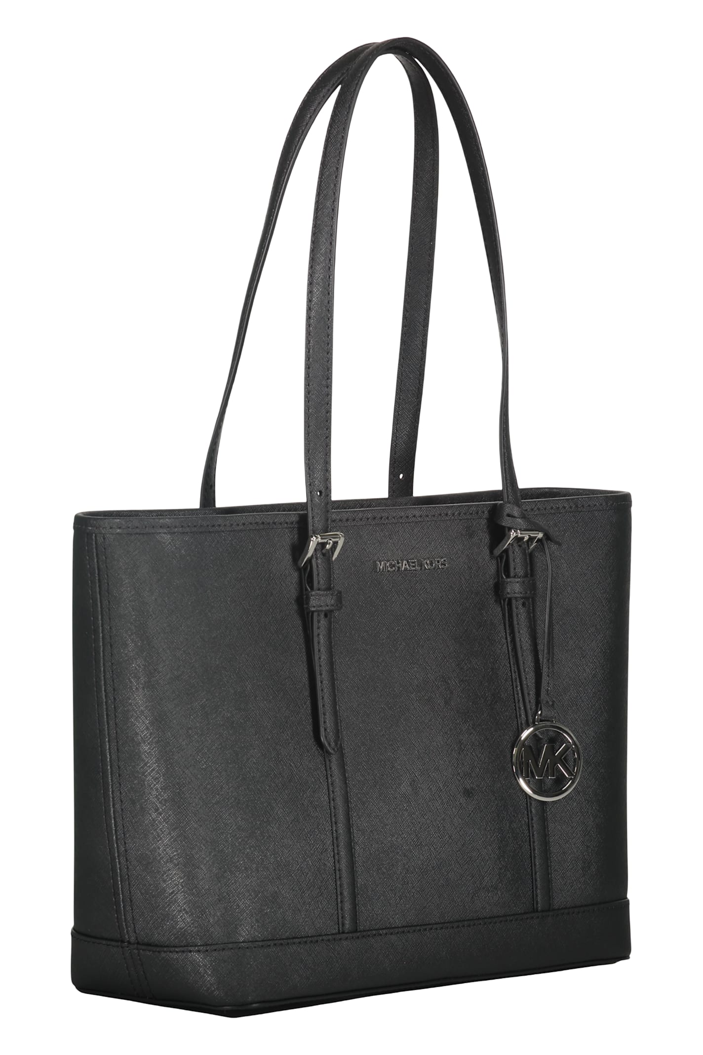 Michael Kors Jet Set Leather Tote Bag In Black