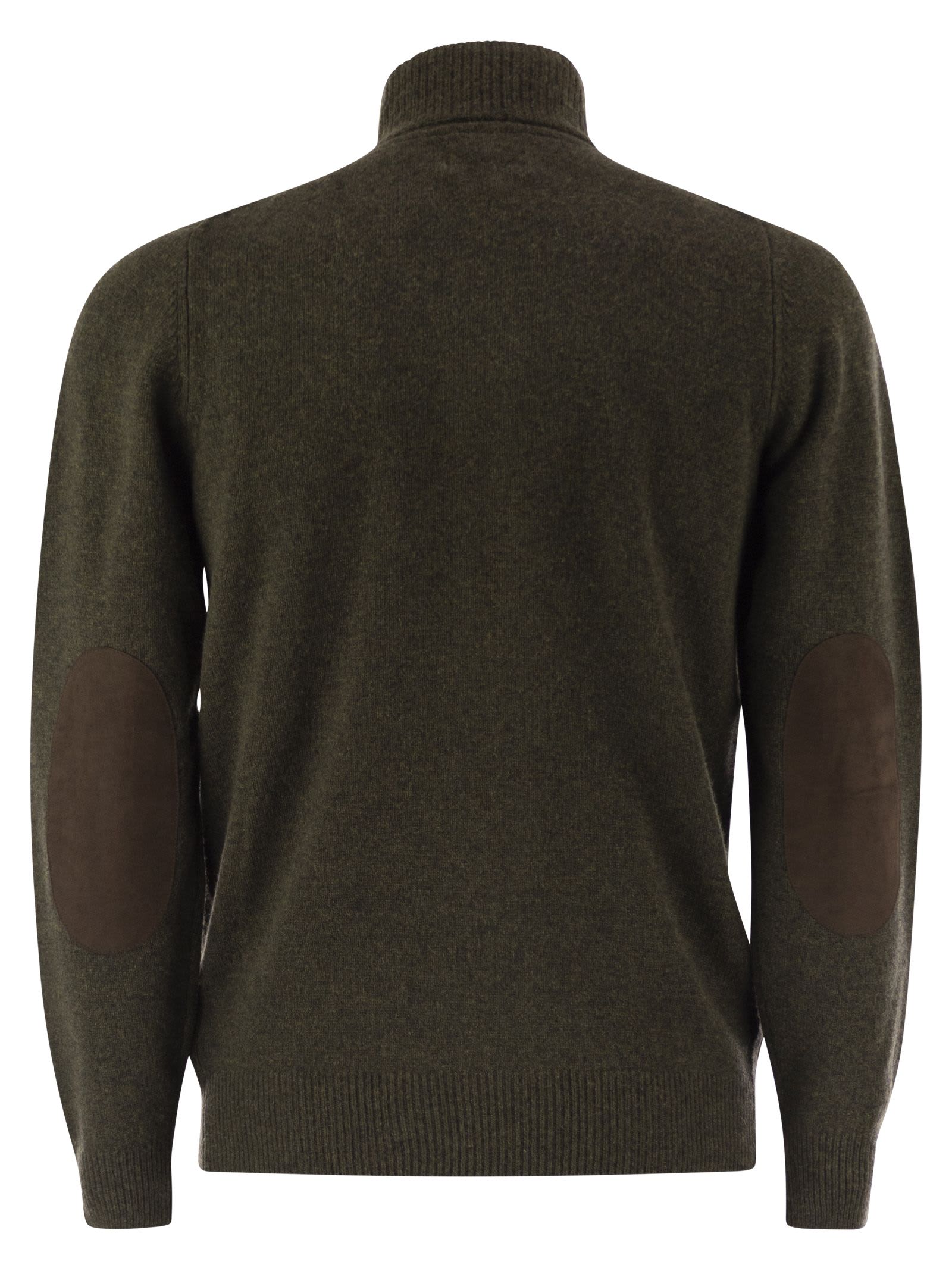 Barbour Patch Zip Card Cardigan In Green Wool In Green