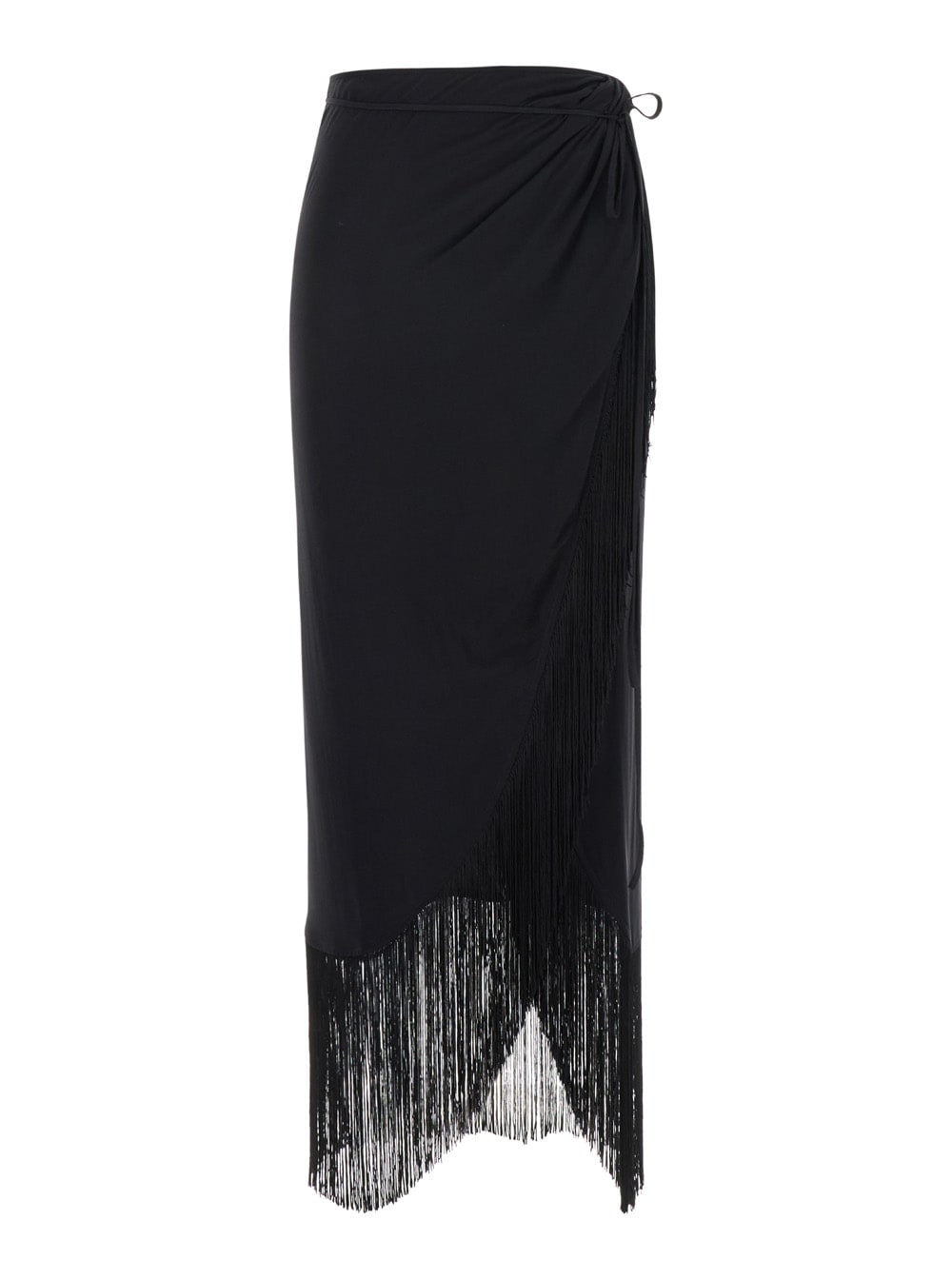 Black Sarong Skirt In Silk Stretch Woman
