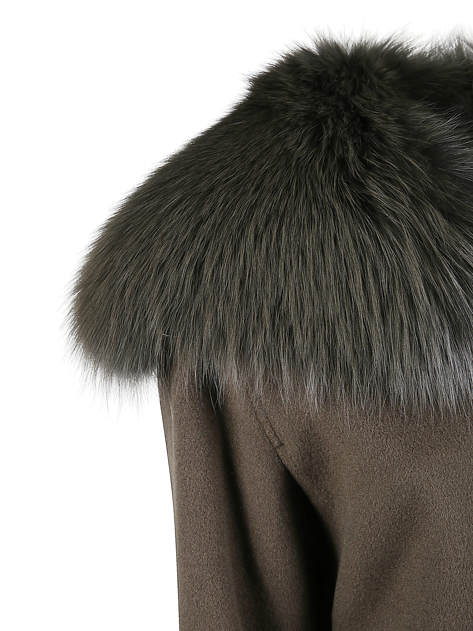 Yves Salomon 55 Cm Jacket With Zip With Fox Fur In Gray