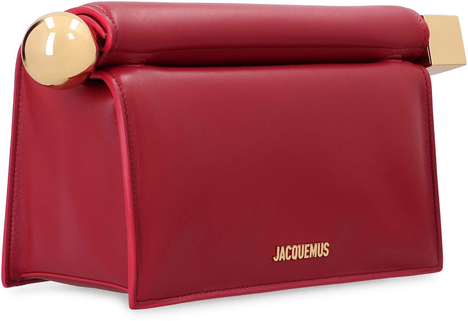 Jacquemus Square Leather Pouch In Red
