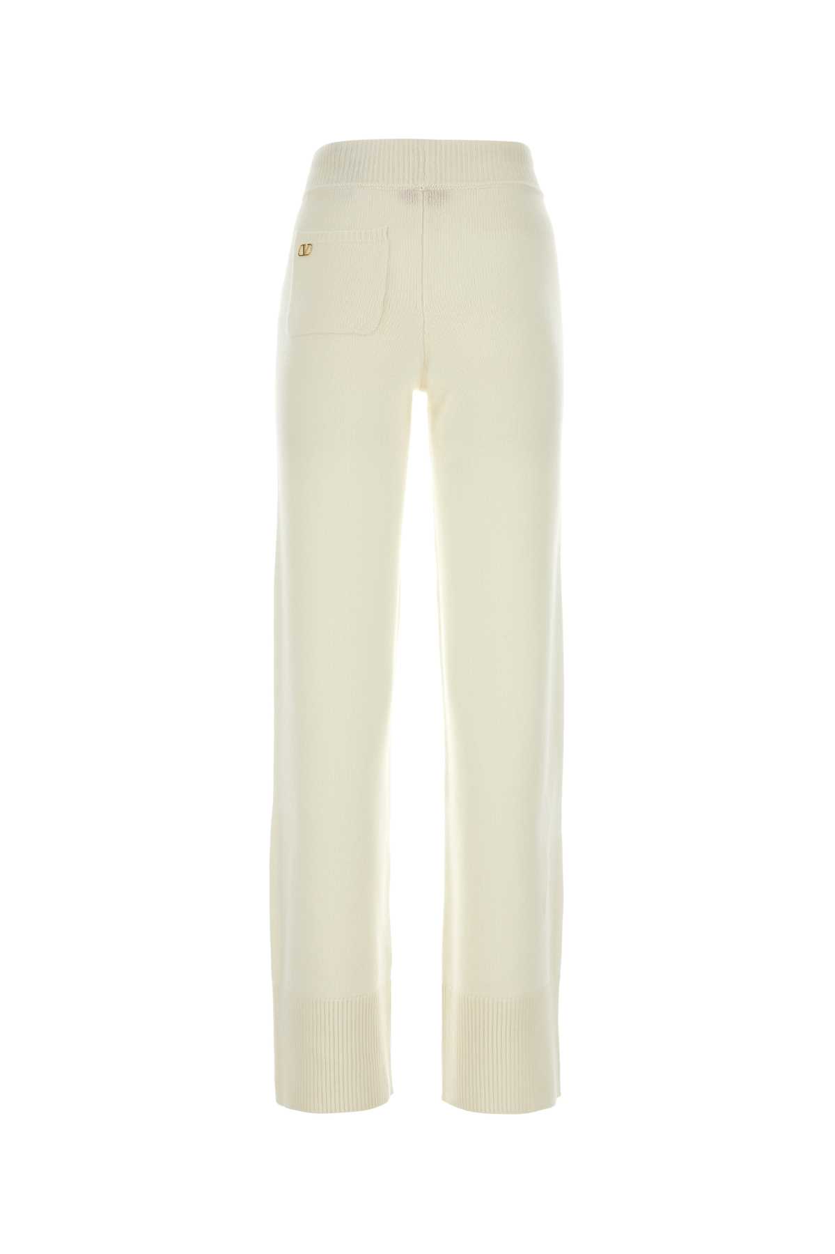 Shop Valentino Ivory Cashmere Pant In Avorio