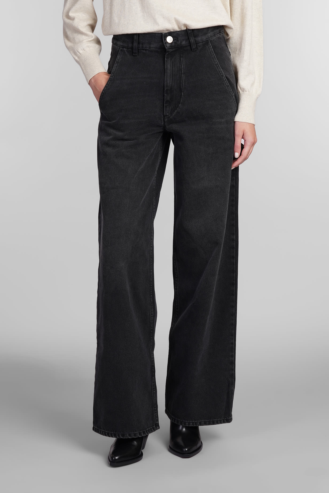 Shop Marant Etoile Solene Jeans In Black Cotton