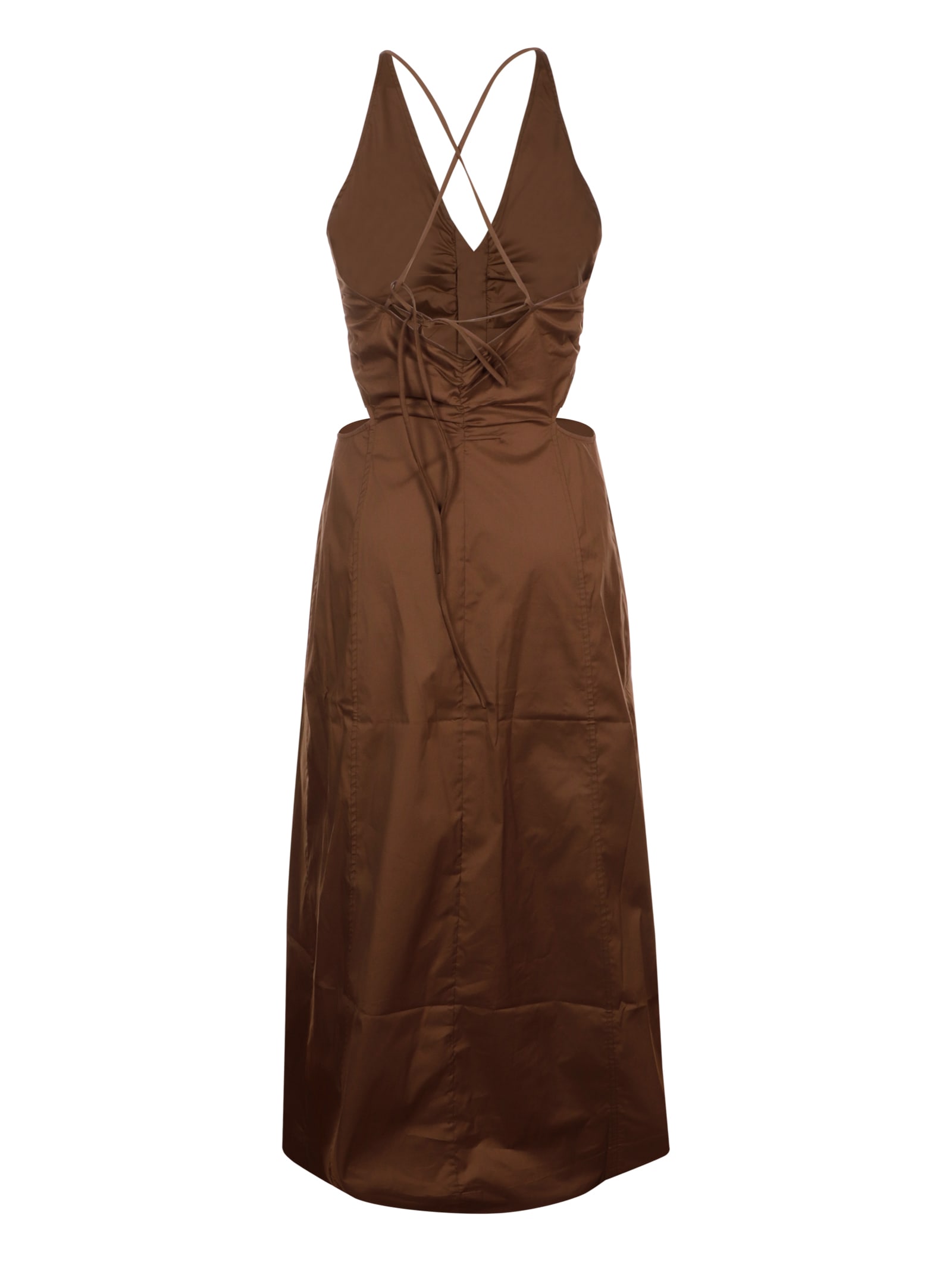Shop Ganni Stretch Cotton Maxi Dress In Olive