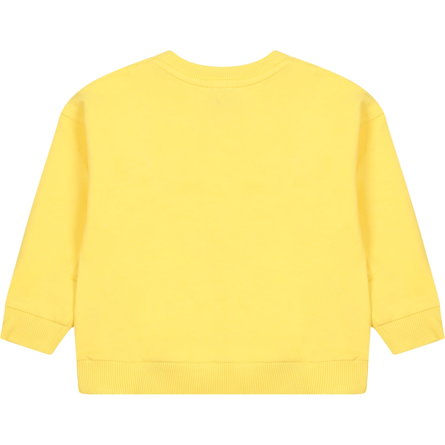 Shop Moschino Yellow Sweatshirt For Babies With Teddy Bear