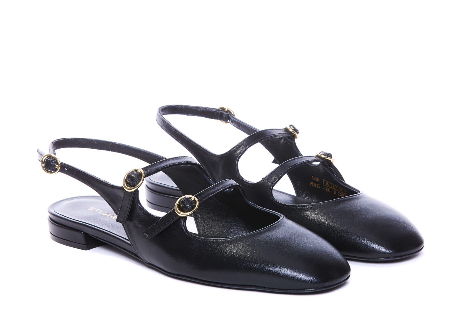 Shop Stuart Weitzman Benni Flats In Black