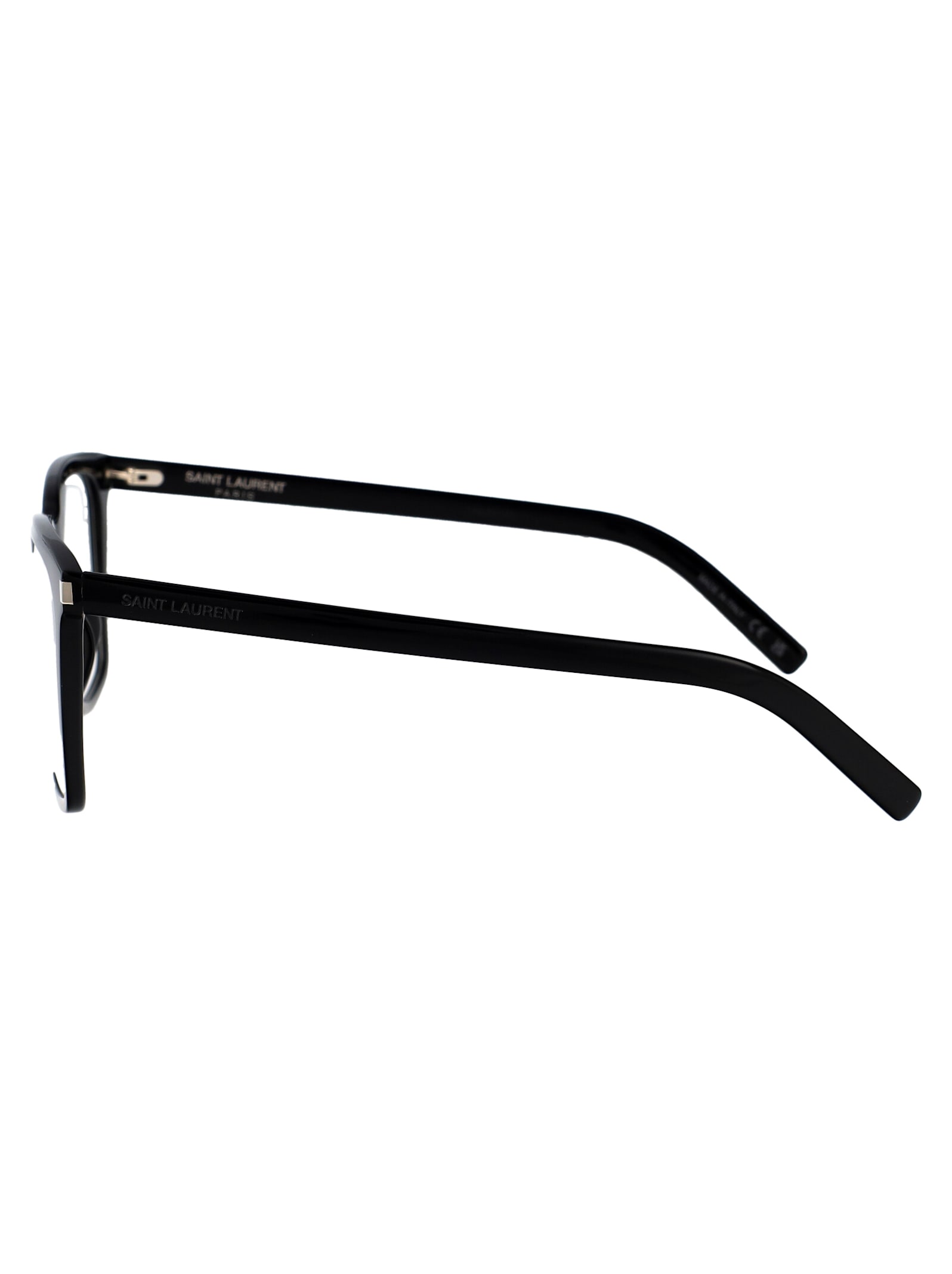 Saint Laurent Black-black-transparent Acetate Glasses In Multi