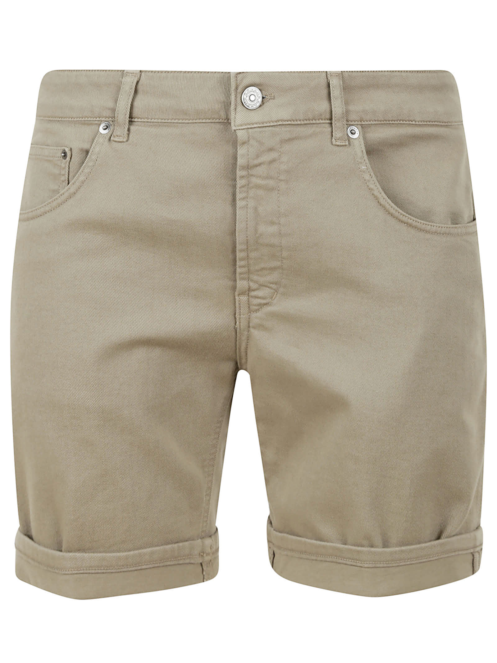 Dondup Buttoned Fitted Shorts In Bleached Olive