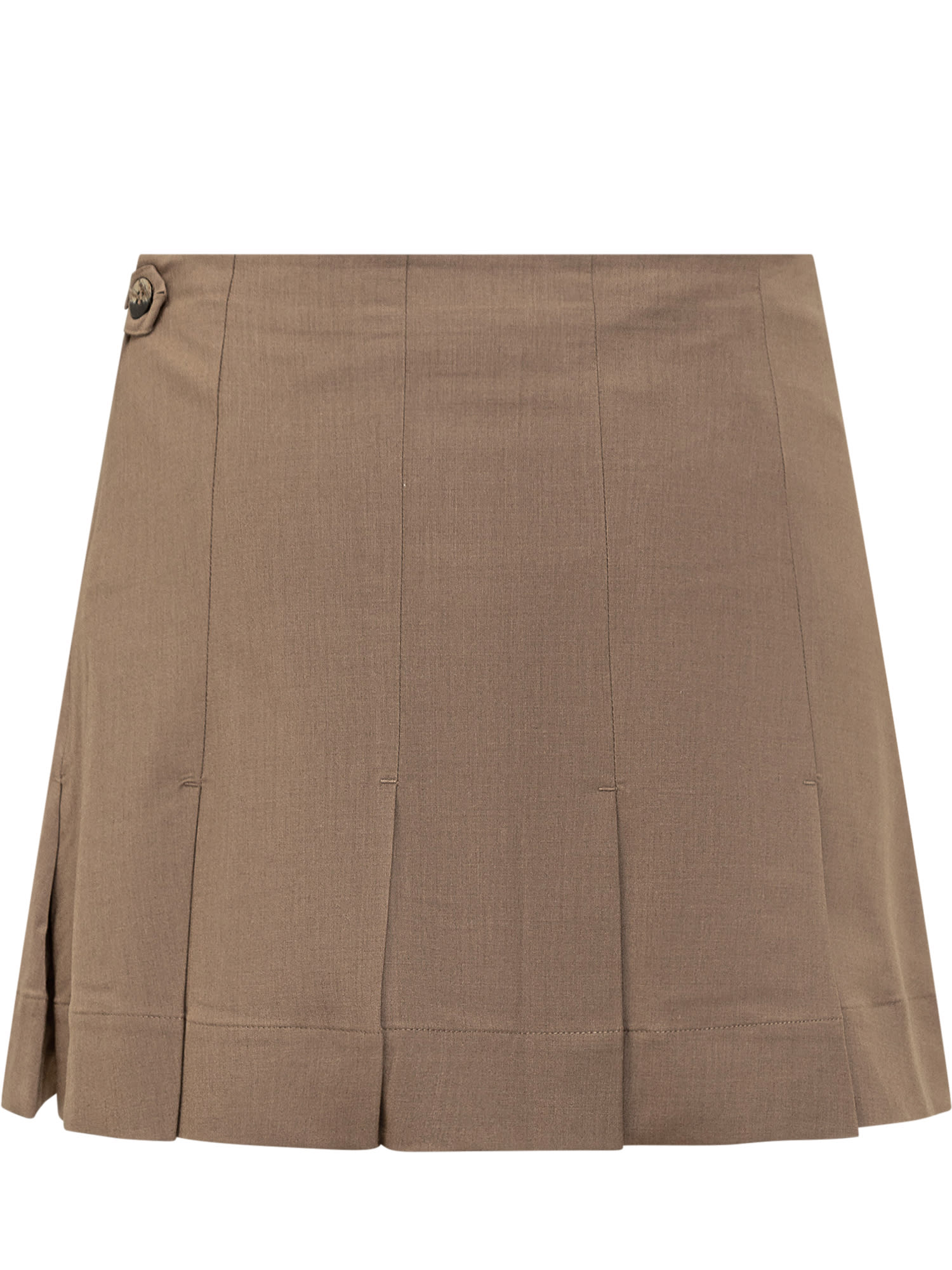 Shop Ganni Mini Skirt With Logo In Tigers Eye