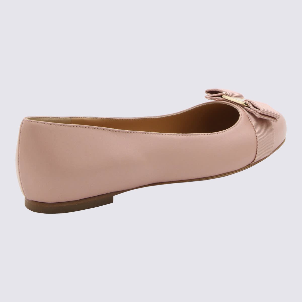 Shop Ferragamo Pink Leather Flats