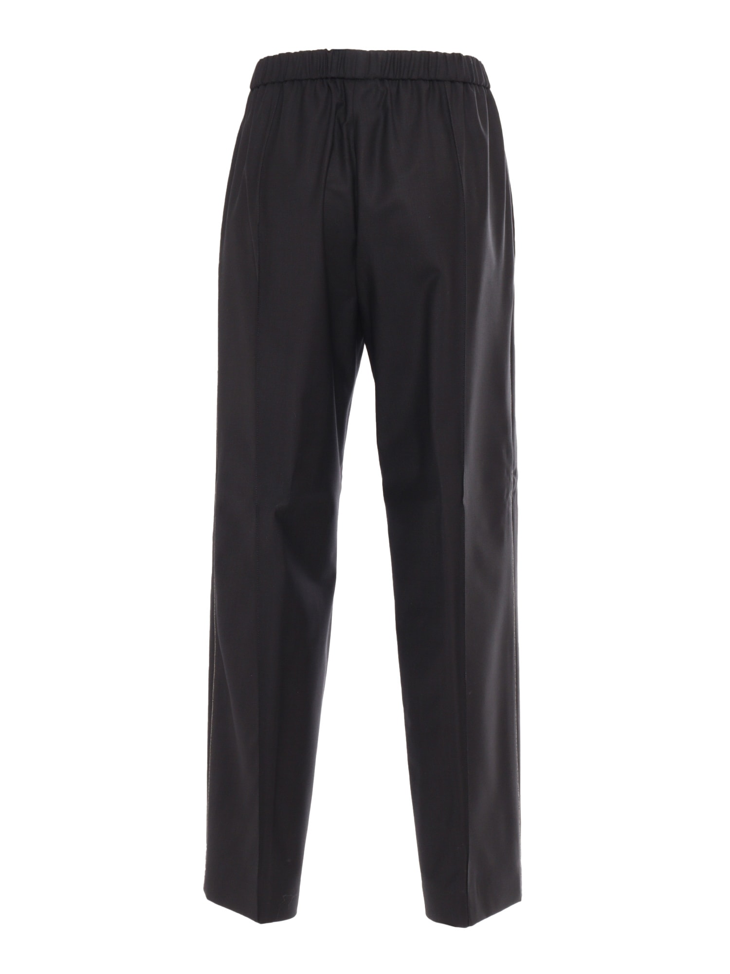 Shop Fabiana Filippi Bistretch Wool Jogging Trousers With Filo Diamante In Black