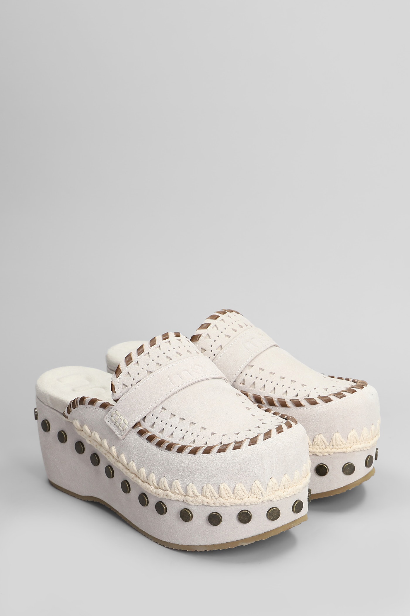 Shop Mou Clog Leather Slipper-mule In Grey Suede