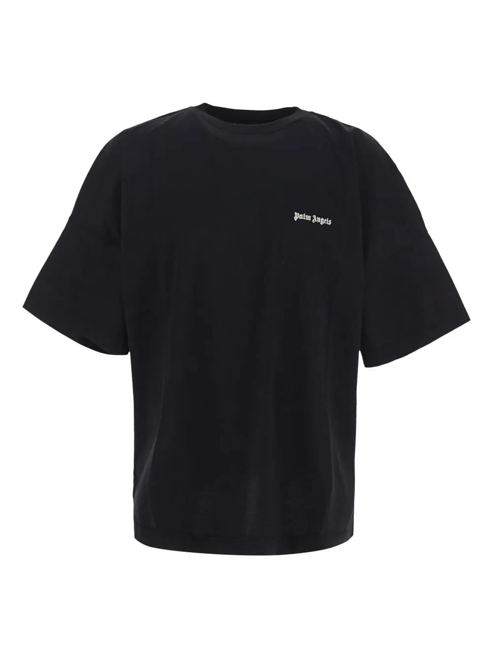 Shop Palm Angels Embroidered Logo Over Tee In Black Whit