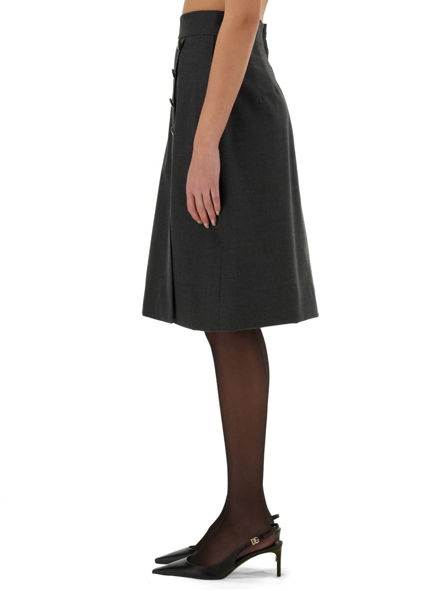 Dolce & Gabbana Wool Midi Skirt In Grey