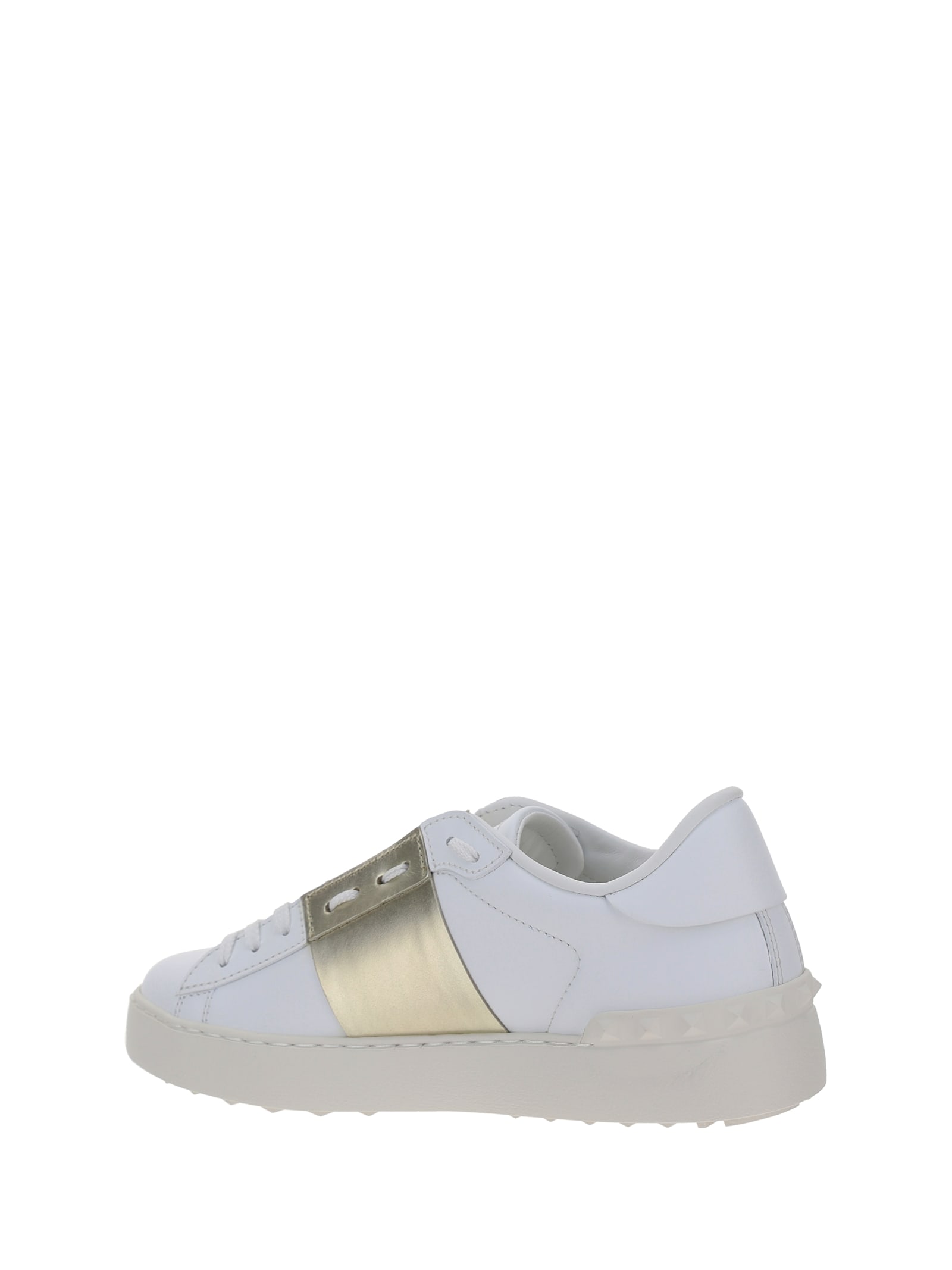 Shop Valentino Rockstud Open Sneakers In Bianco/platino/bianco