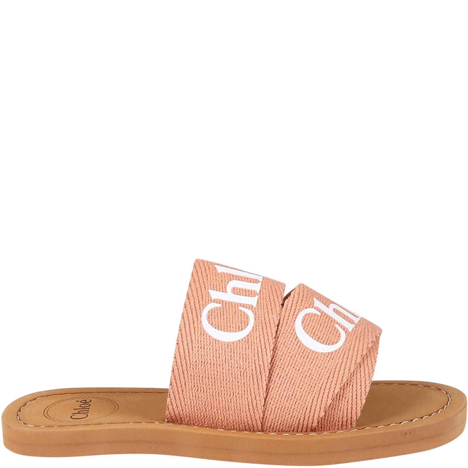 Chloé Kids' Brown Sandals For Girl With Logo In Beige