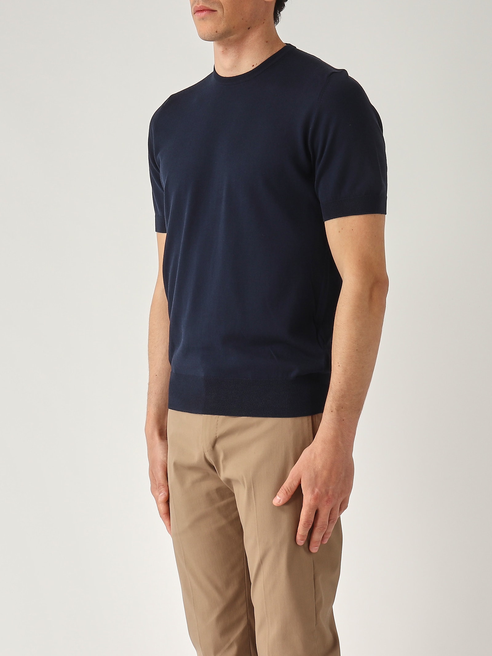 Gran Sasso T-shirt M/c Retta In Filo Cotone Organico T-shirt In Blue