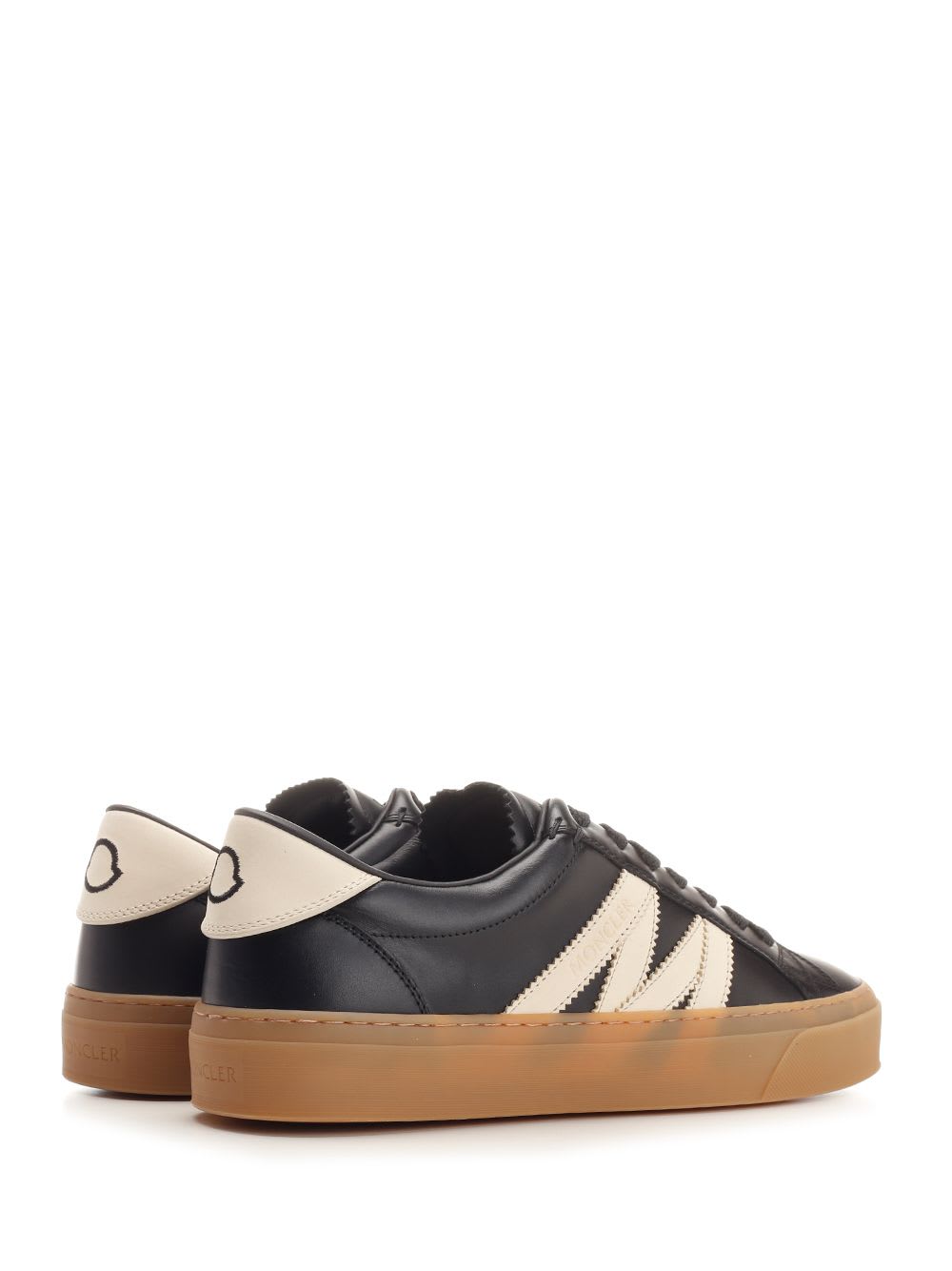 スニーカー MONCLER MONACO2 - Leather trainer White Monaco2 Leather & Glitter Sneakers - Sneakers for