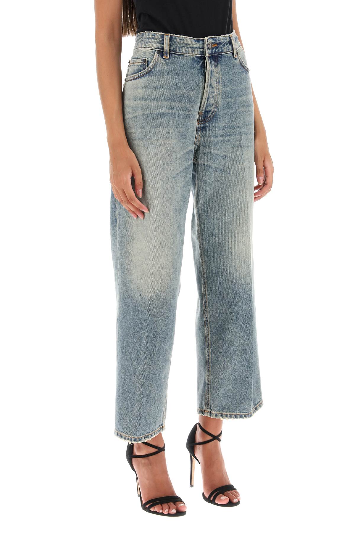 Shop Haikure Betty Cropped Jeans With Straight Leg In Dirty Blue (light Blue)