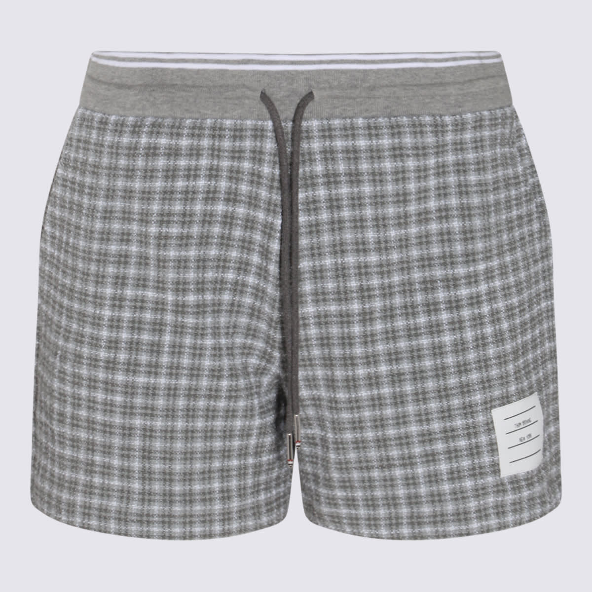 Shop Thom Browne Grey And White Cotton Blend Shorts In Mid Grey