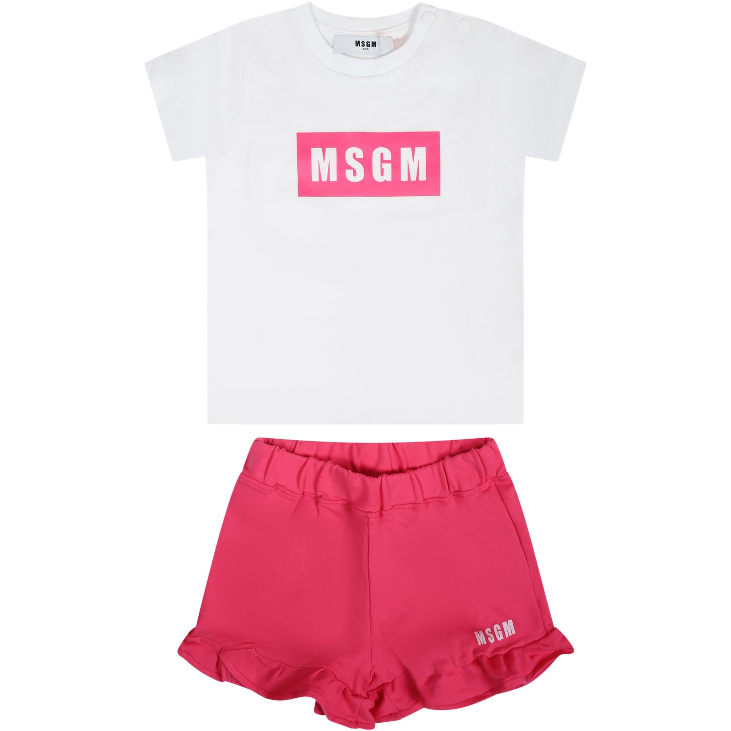 Msgm Fuchsia Set For Baby Girl With Logo