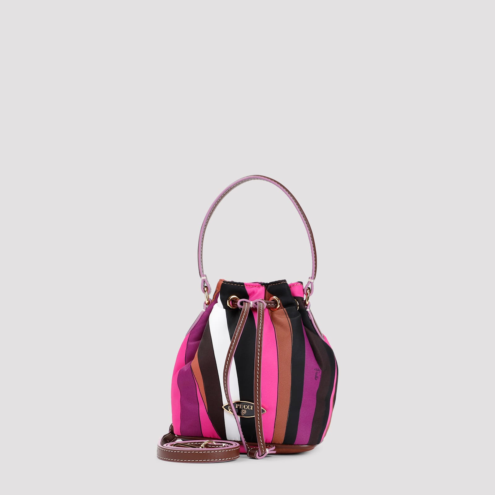 Shop Pucci Drawstring Pouch Bag Small In Fuxia Marrone