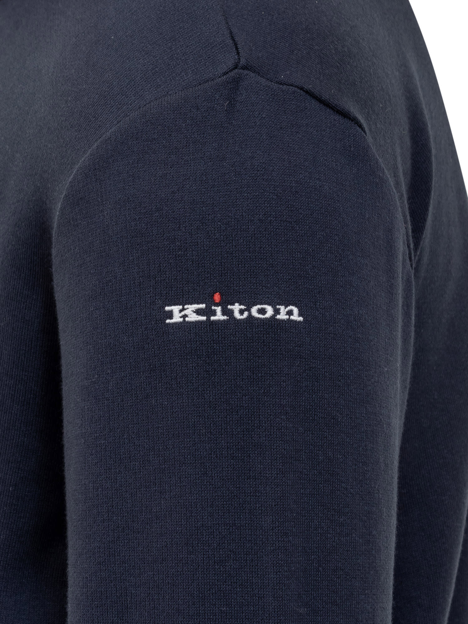 Shop Kiton Cotton Sweatpants Suit In Navy Blue