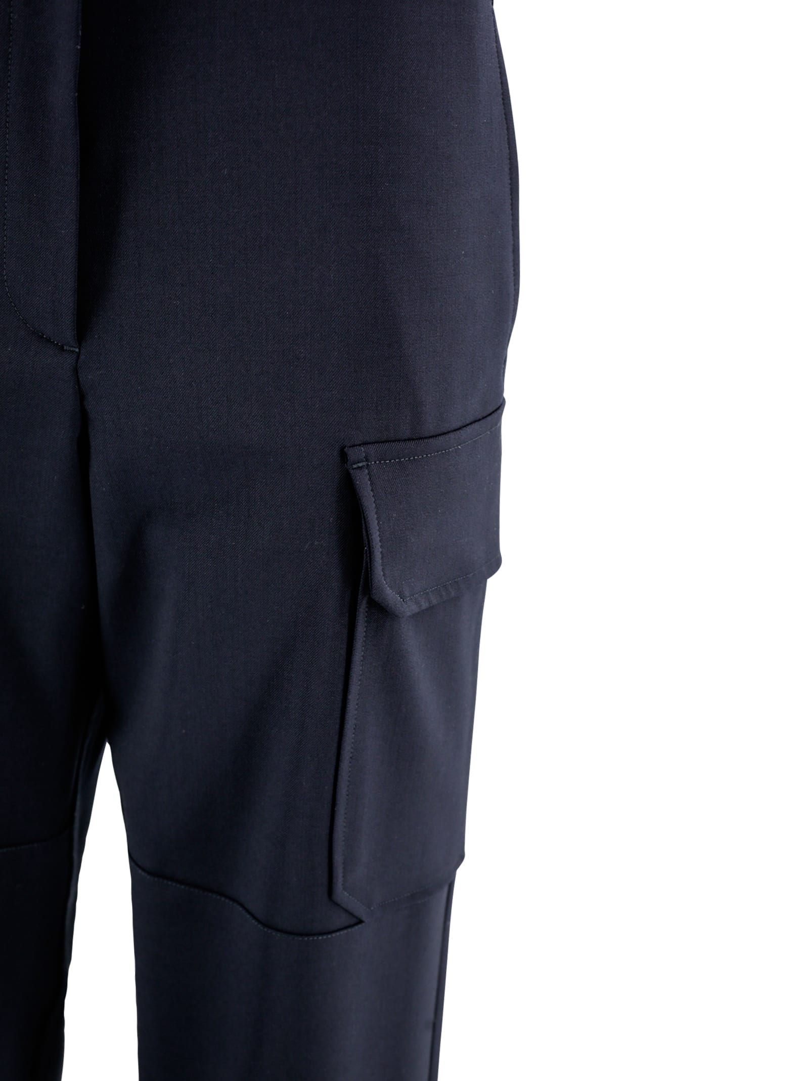 Shop Weekend Max Mara Technical Wool Pants In Blue