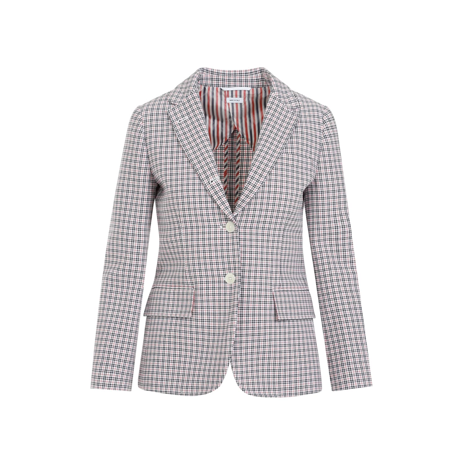 Shop Thom Browne Small Check Cotton Jacket In Rwbwht