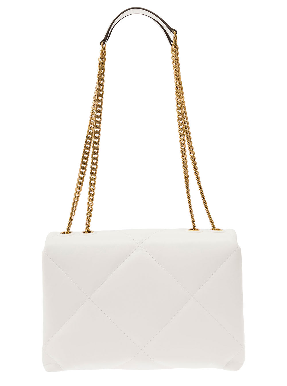 Shop Tory Burch Kira Diamond White Crossbody Bag With Double T Logo In Quilted Leather Woman