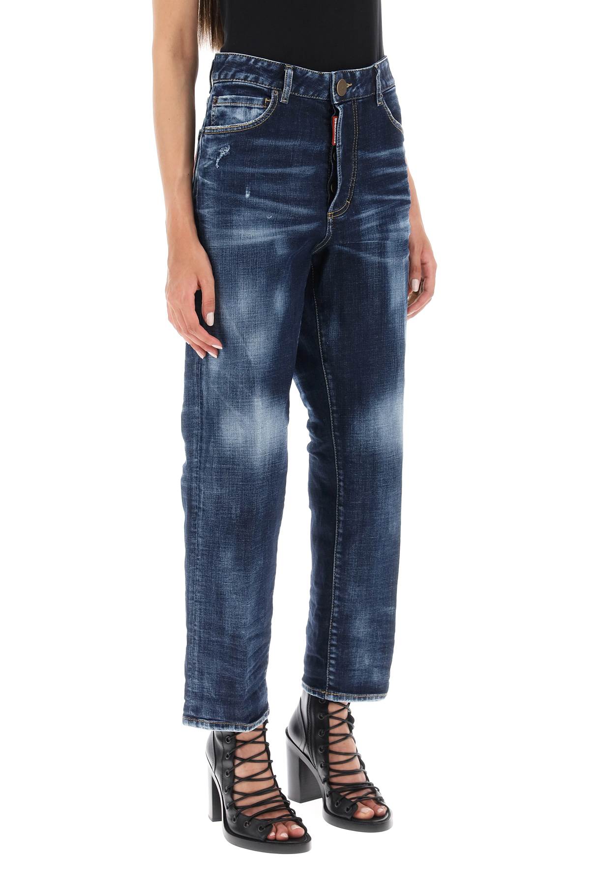 Shop Dsquared2 Boston Cropped Jeans In Navy Blue (blue)