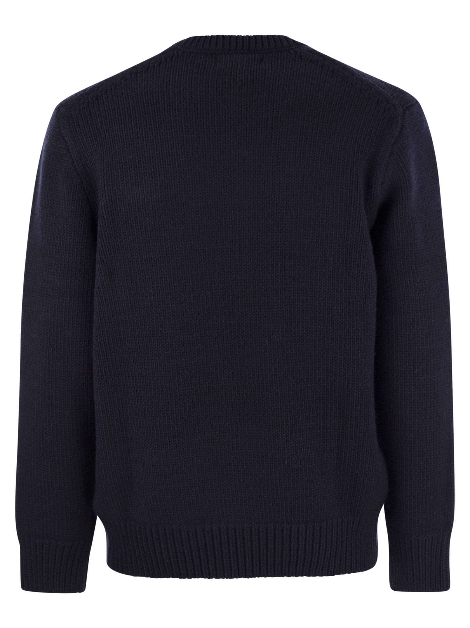 Shop Polo Ralph Lauren Rl Wool Inlay Sweater In Blue