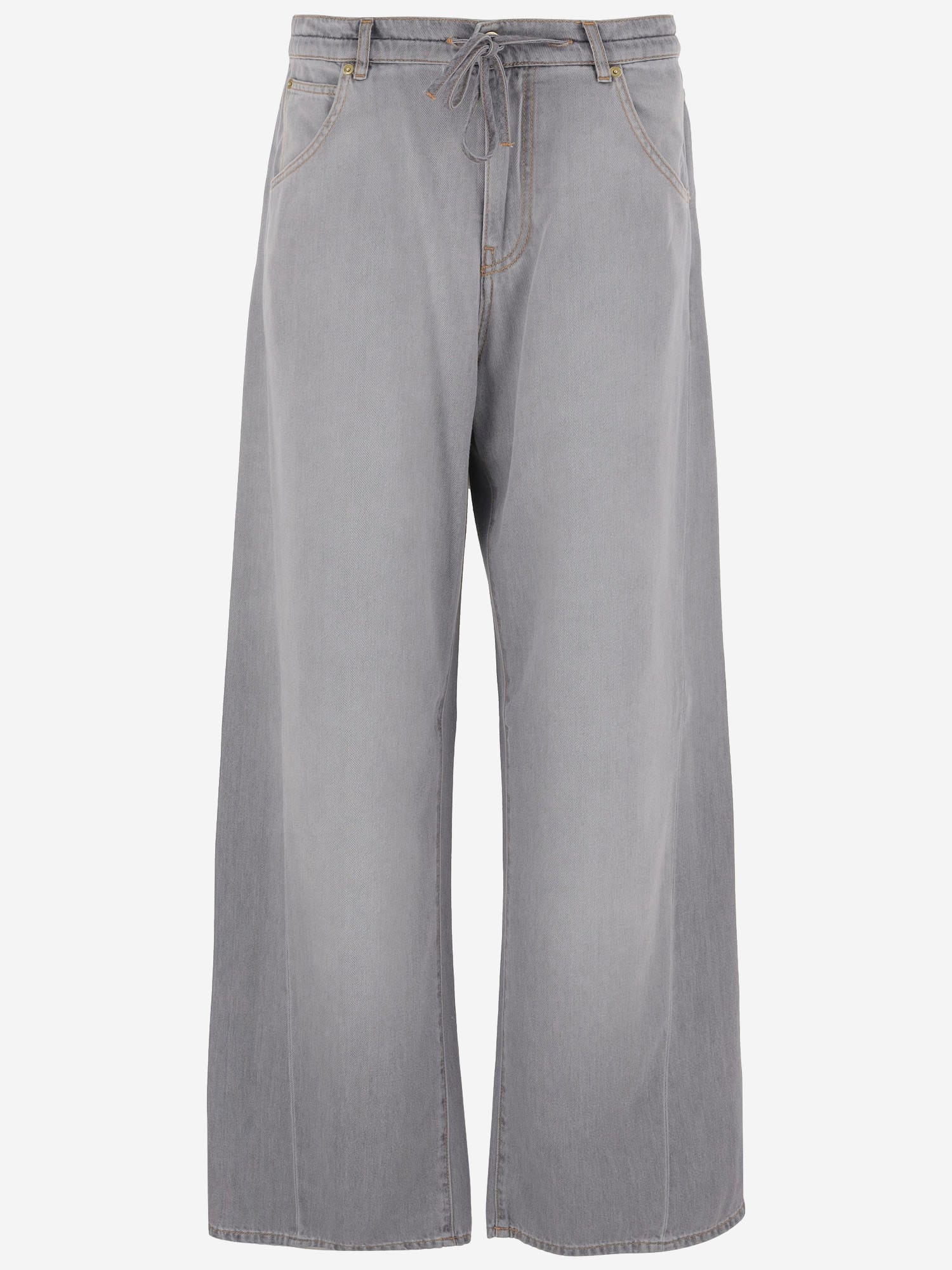 Darkpark Wide-leg Trousers In Cotton And Lyocell In Gray