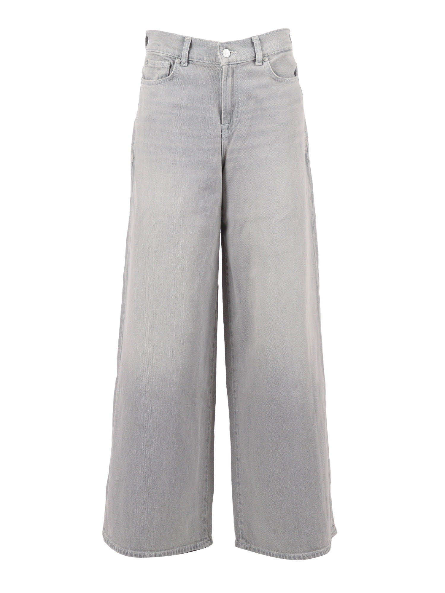 7 For All Mankind High-waisted Grey Wide-leg Jeans With Classic Five-pocket Design In Gray
