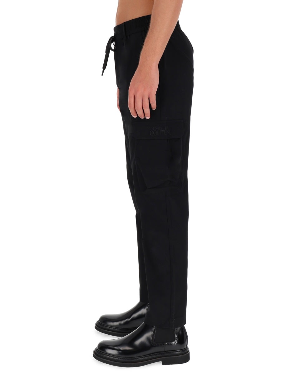 Versace Jeans Couture Drawstring-waist Cargo Trousers In Black