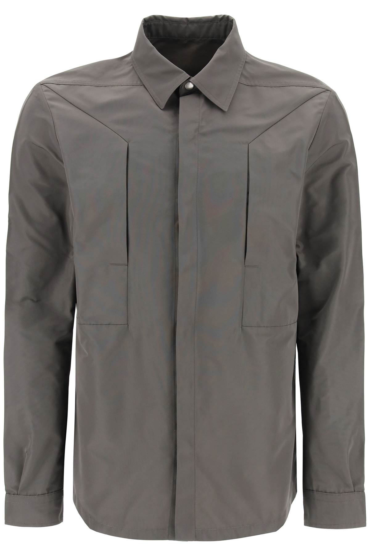 Rick Owens Faille Overshirt With Fog Pockets In Gray