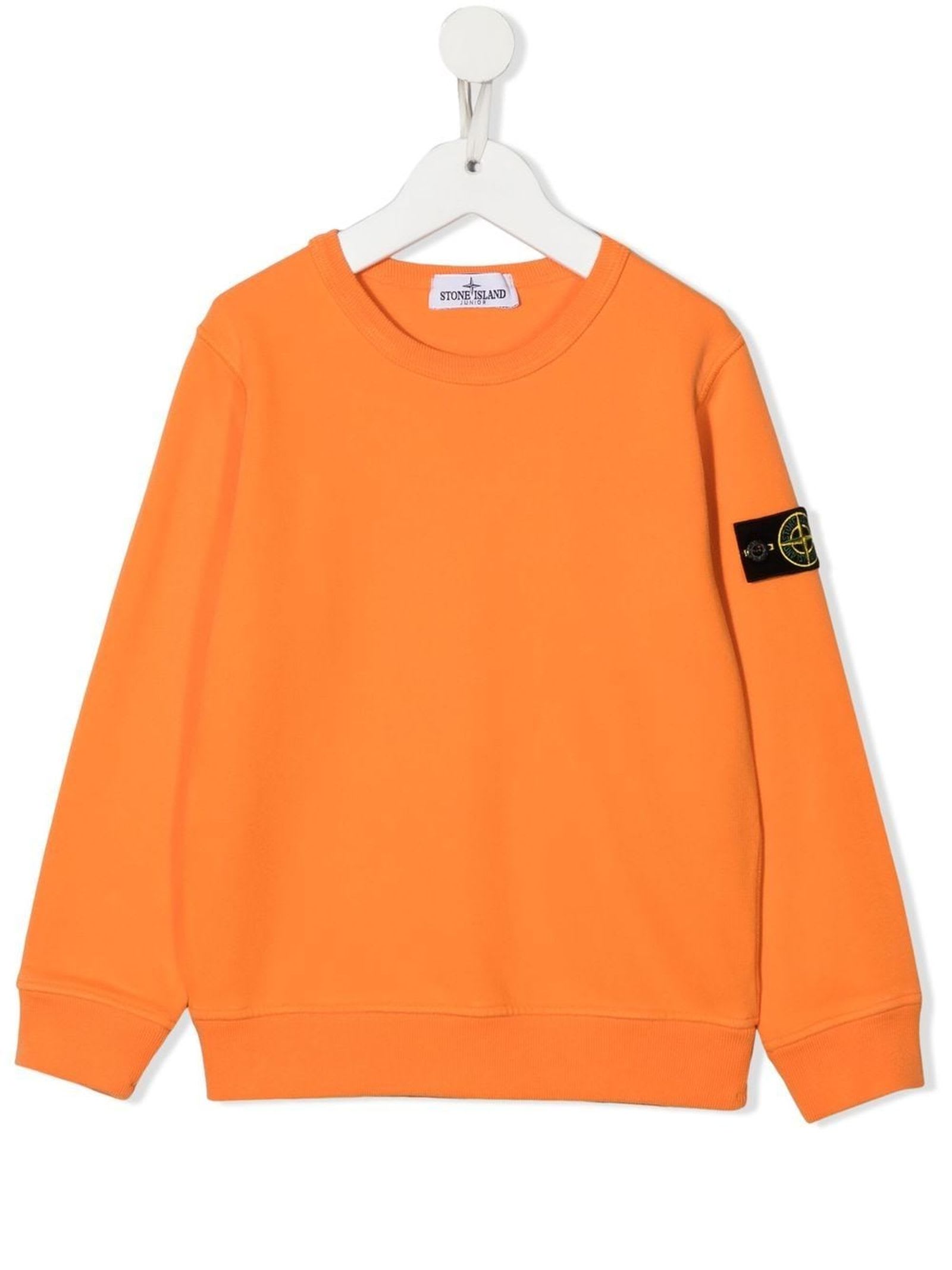 Stone Island Junior Orange Cotton Sweatshirt