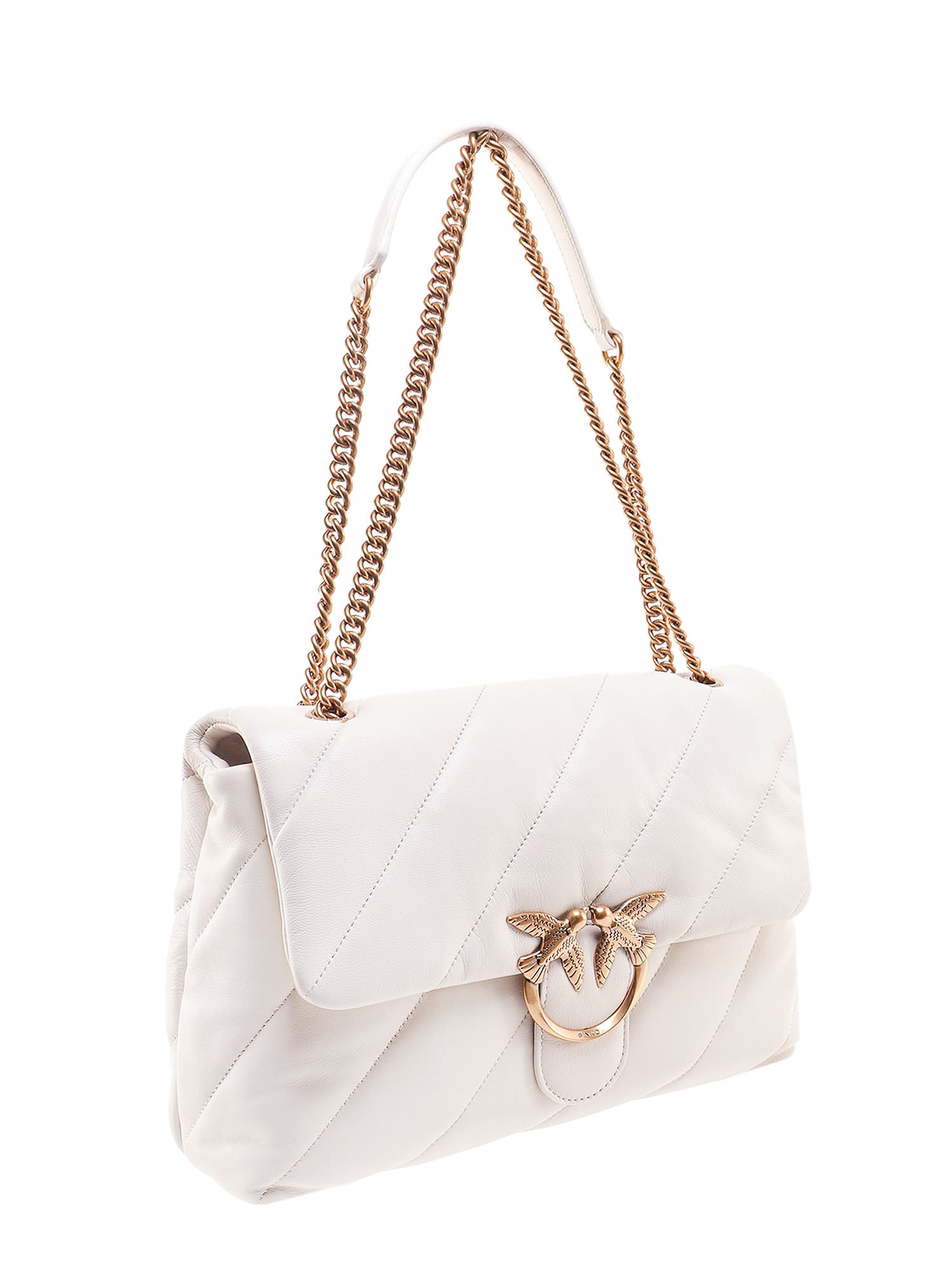 Pinko Love Big Puff Quilted Logo-embellished  Bag In White