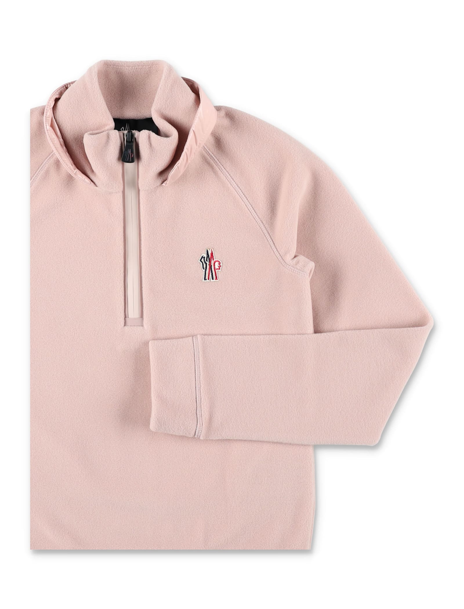 Moncler Grenoble Kids Stretch Fleece Half-zip Sweatshirt In Pink